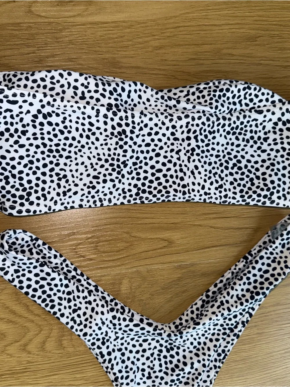 ZAFUL Black & White Spotted Bandeau Bikini Set Size US 6